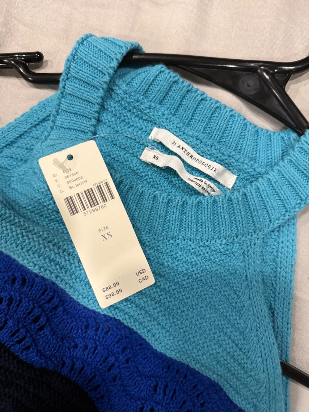 NWT Anthropologie Teal and Cobalt Knit Sleeveless Sweater Tank